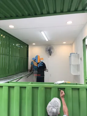 Container Cafe 10 Feet Xanh Lá Viền Đen Bàn Giao Đến Khách Hàng Tại Đồng Nai