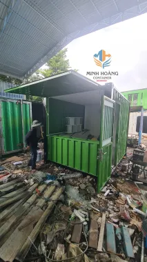 Container Cafe 10 Feet Xanh Lá Viền Đen Bàn Giao Đến Khách Hàng Tại Đồng Nai