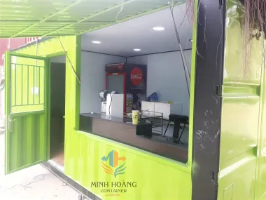 Container Cafe 20 Feet Có Toilet – Phối Màu Xanh Lá Viền Đen Cực Chất