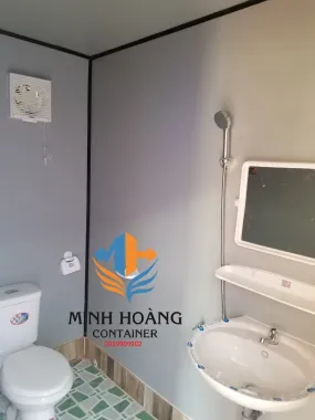 Container Văn Phòng 20 Feet Có Toilet - Xanh Viền Cam Hiện Đại