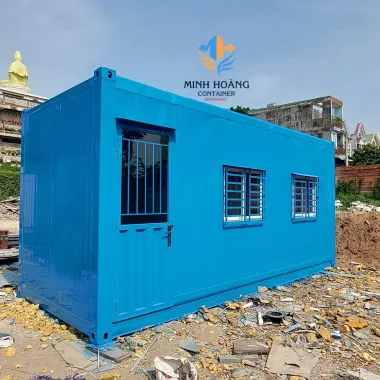 Container văn phòng 20 feet xanh dương đầy đủ điện đèn quạt máy lạnh