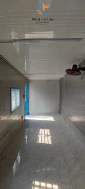 Container văn phòng 20 feet xanh dương đầy đủ điện đèn quạt máy lạnh