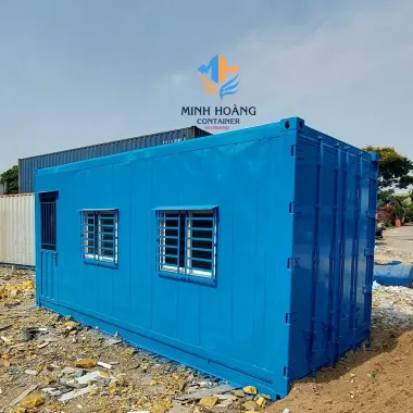 Container văn phòng 20 feet xanh dương đầy đủ điện đèn quạt máy lạnh