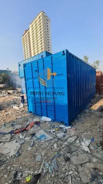 Nhà container 20 feet có toilet xanh dương vỏ container thường