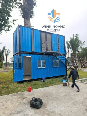 Container văn phòng 2 tầng 2x20 feet xanh dương viền đen