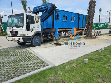 Container văn phòng 2 tầng 2x20 feet xanh dương viền đen