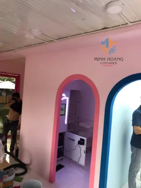 Container Shop Ghép 2x20f Hồng Pastel – Xu Hướng Kinh Doanh Hiện Đại