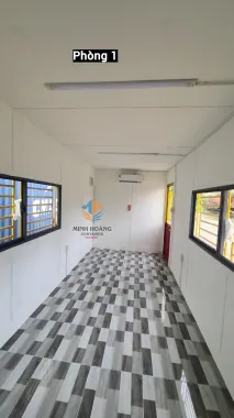 Container văn phòng 40 feet màu vàng đỏ option chia 2 phòng