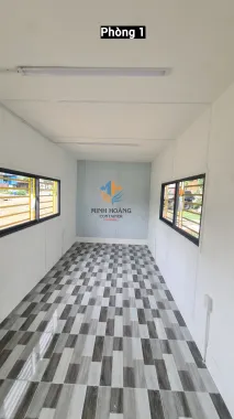 Container văn phòng 40 feet màu vàng đỏ option chia 2 phòng