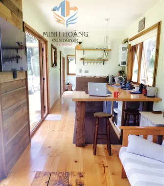 Container nhà ở 40 feet cửa lớn có toilet màu đen