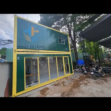 Container 2 Tầng Văn Phòng Kết Hợp Nhà Ở 2x20 Feet Xanh Lá Viền Vàng