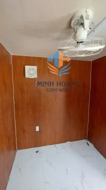 Container cafe 20 feet Xanh dương chia 2 phòng + ốp gỗ hiện đại