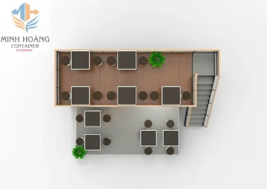 Container Cafe Mini 20 Feet Có Sân Thượng Đen