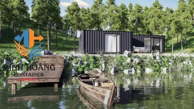 Thiết Kế Nhà Container Lắp Ghép 1x20 Feet & 2x40 Feet Không Gian Mở – Khung Kính Sang Trọng 