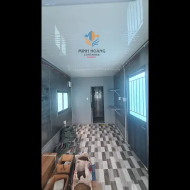 Container nhà ở 20 feet xám đậm làm từ container lạnh có wc và máy lạnh mẫu 2 