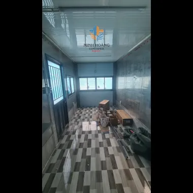 Container nhà ở 20 feet xám đậm làm từ container lạnh có wc và máy lạnh mẫu 2 