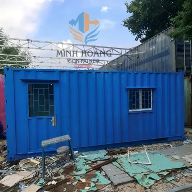 Nhà container 20 feet gia công mới trang bị điện đèn quạt máy lạnh