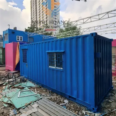 Nhà container 20 feet gia công mới trang bị điện đèn quạt máy lạnh