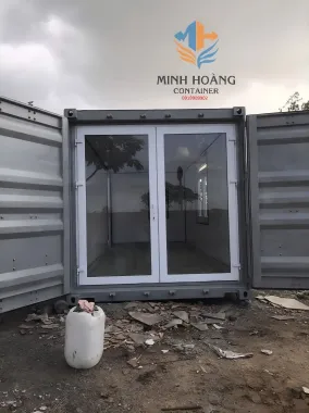 Container mẫu nhà ở 20 feet cửa kính xám đơn giản - N203