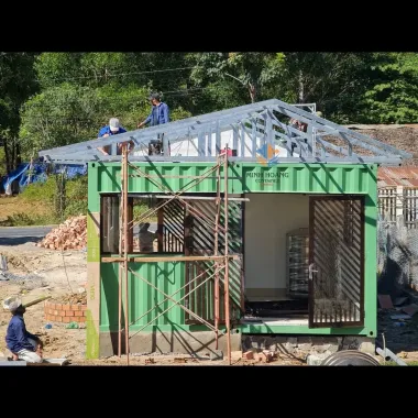 Nhà Lắp Ghép 2 Container 40 Feet Màu Xanh Lá Pastel (Full Bản Vẽ)