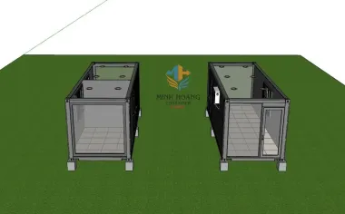Mẫu thiết kế cụm container nhà ở 3x20 feet khung kính xám