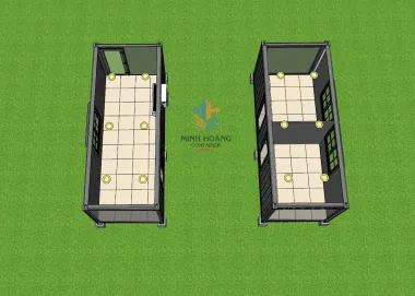 Mẫu thiết kế cụm container nhà ở 3x20 feet khung kính xám