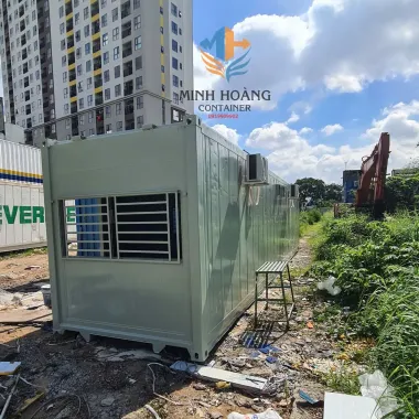 Nhà Container 40 Feet Chia 2 Phòng Đẹp, Màu Xanh Nhạt, Đầy Đủ Tiện Nghi