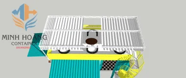 Mẫu Thiết Kế Container Cafe 20 Feet Có Sân Thượng Và Mái Che