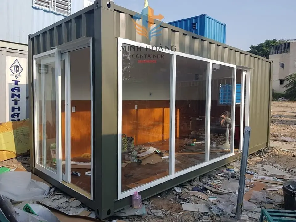 Container Homestay 20 Feet Khung Kính Xám