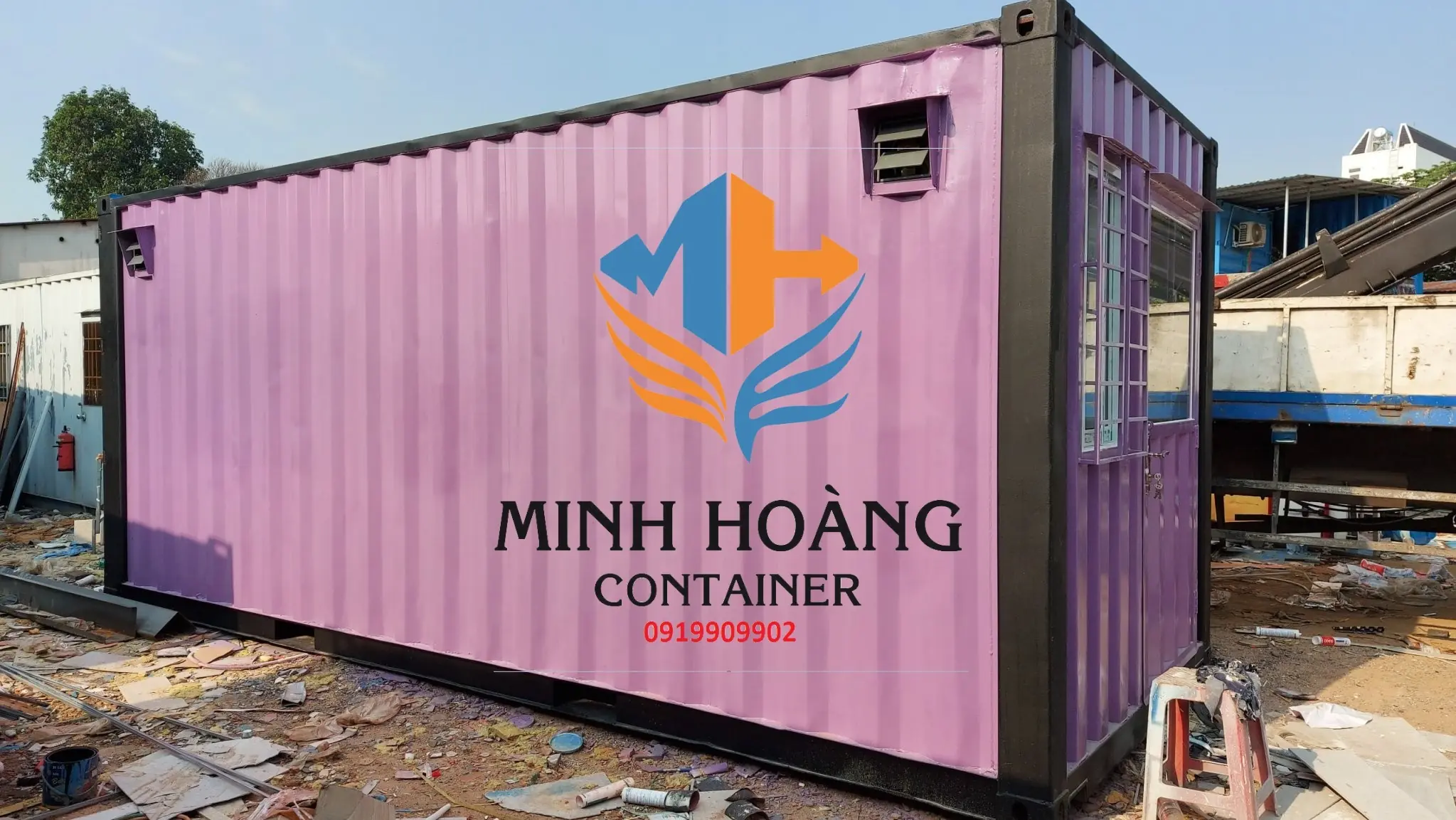 Container mẫu nhà ở 20 feet cửa kính xám đơn giản - N203