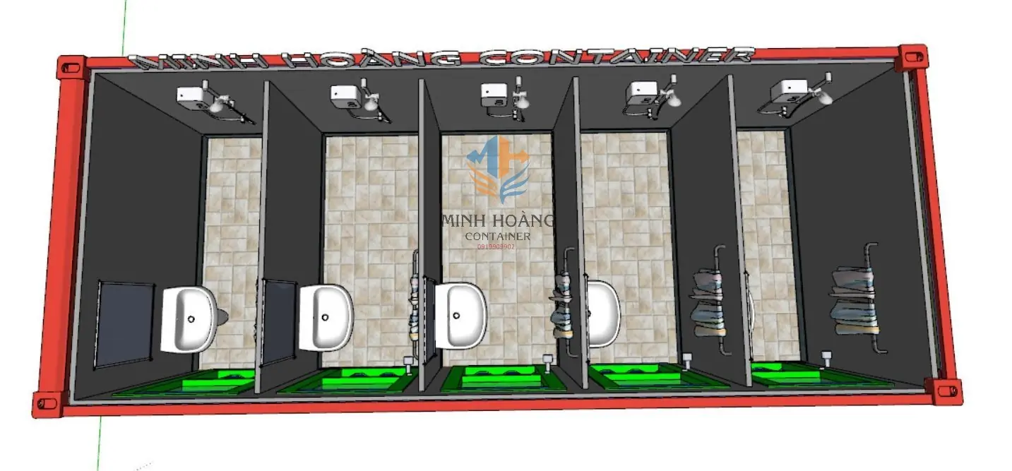 Container văn phòng 2 tầng 2x20 feet vàng viền xanh