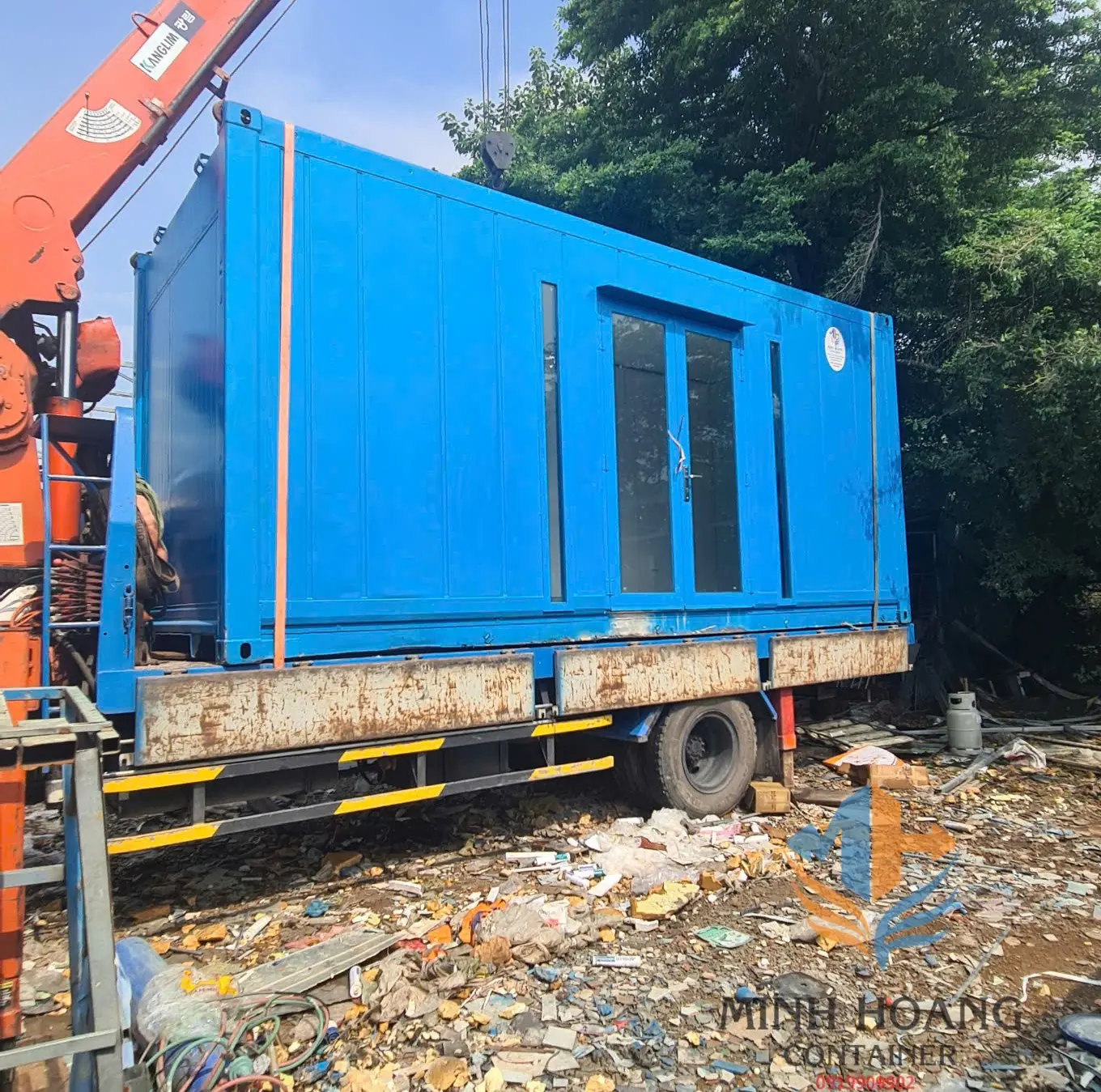 Container nhà ở 20 feet xanh dương hiện đại, đầy đủ tiện nghi, gia công từ vỏ container lạnh chất lượng cao