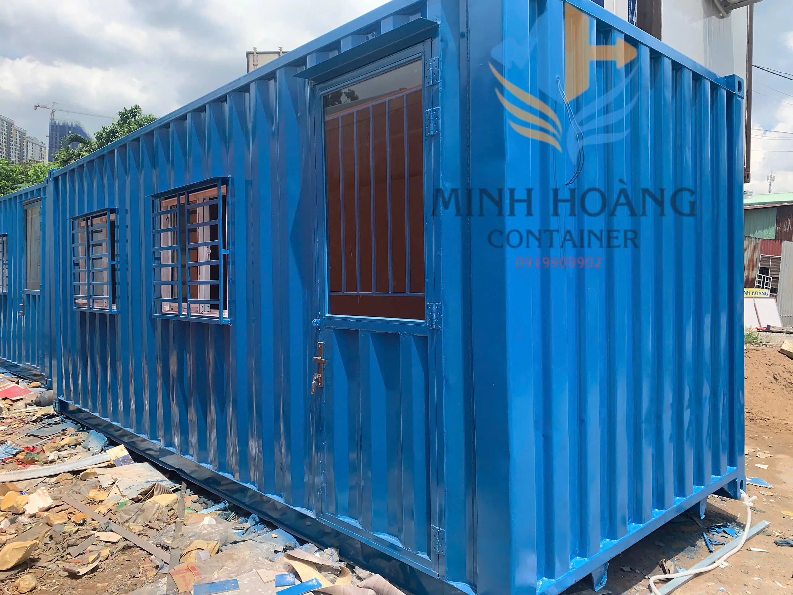Container Văn Phòng 20 Feet Xanh Dương Vỏ Thường 