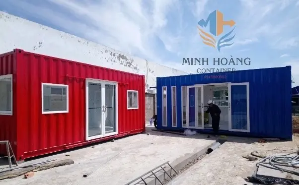 Container nhà ở 20 feet màu đỏ và xanh dương - N202