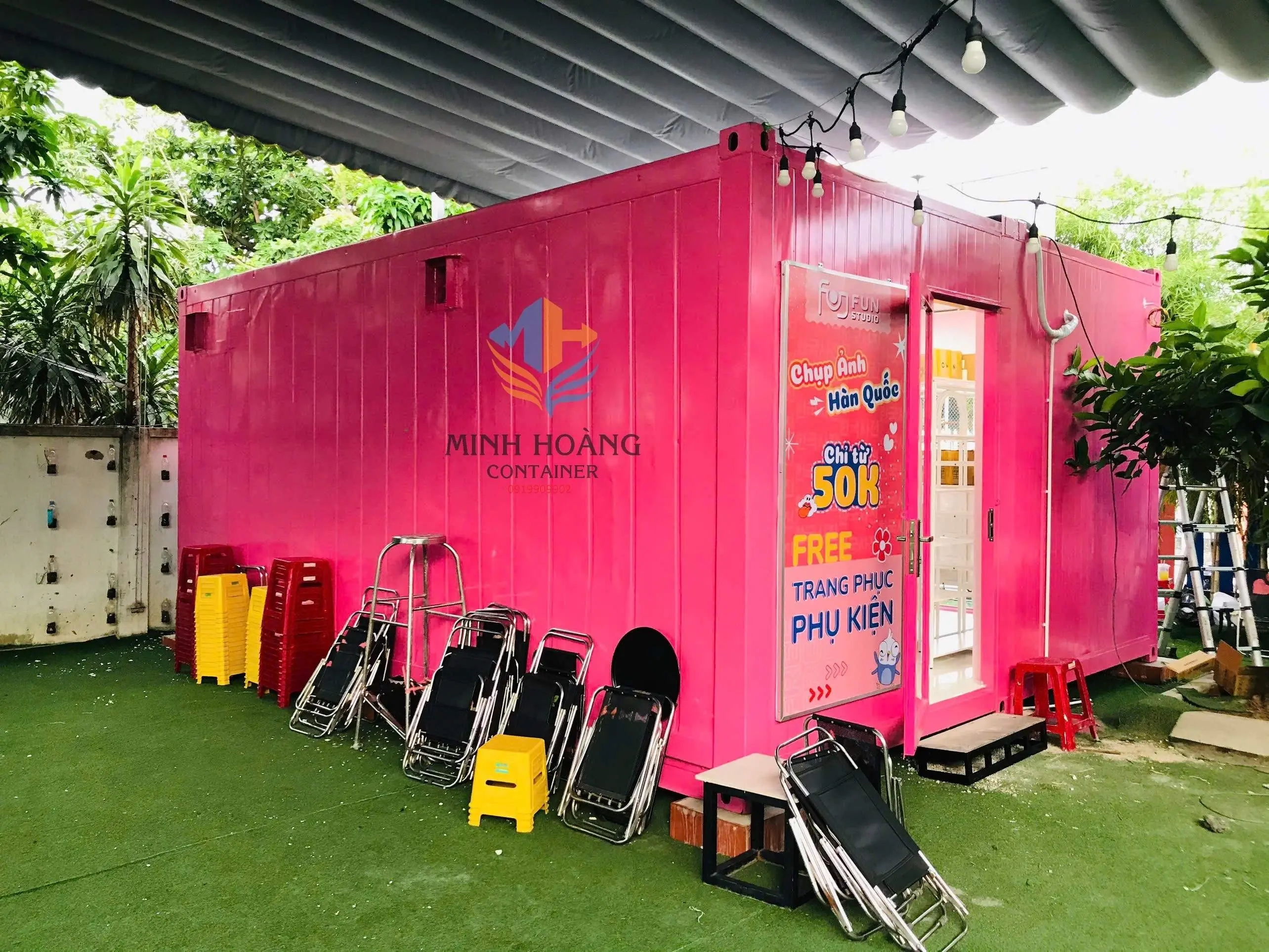 Container Shop Ghép 2x20f Hồng Pastel – Xu Hướng Kinh Doanh Hiện Đại