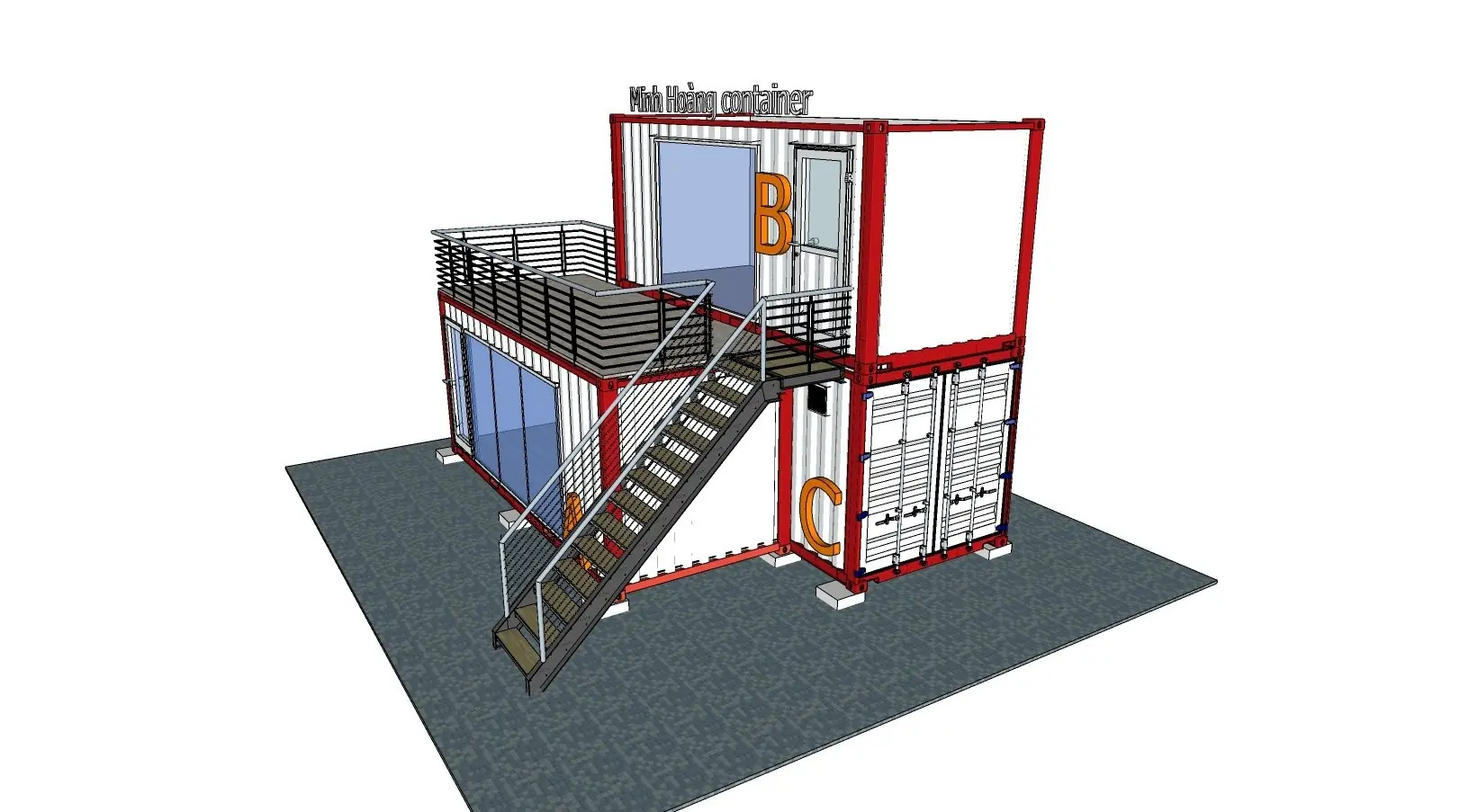 Container văn phòng 20 feet vỏ khô xanh dương đầy đủ điện đèn quạt