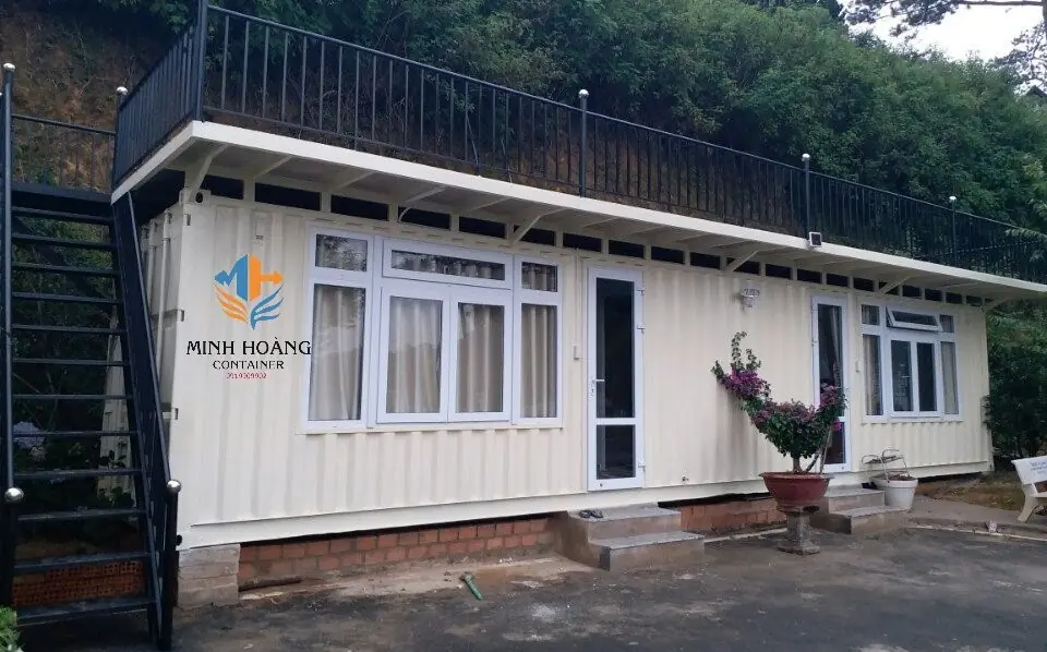 Container nhà ở 40 feet có sân thượng trắng – N403