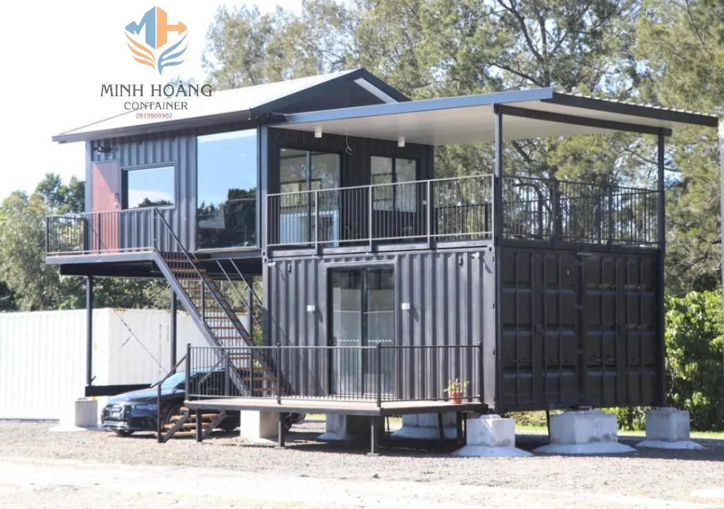 Nhà container 20 feet gia công mới trang bị điện đèn quạt máy lạnh