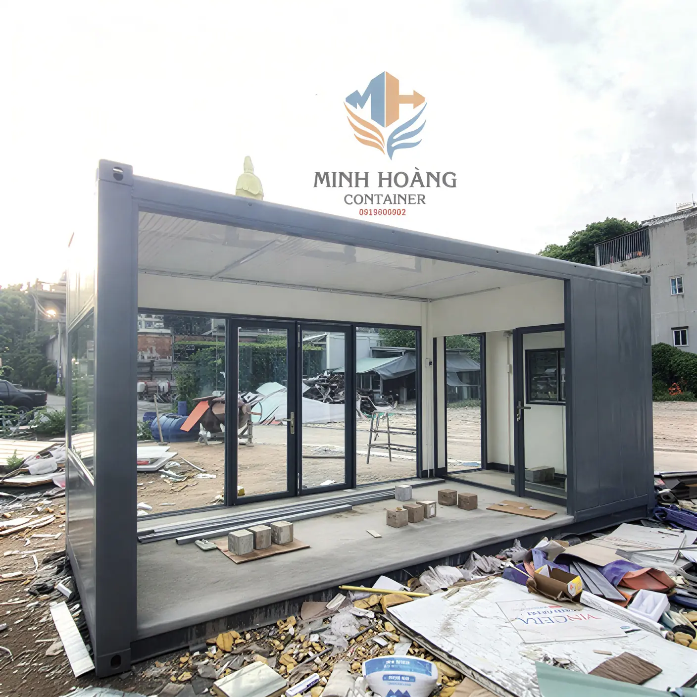 Container nhà ở 40 feet có sân thượng trắng – N403