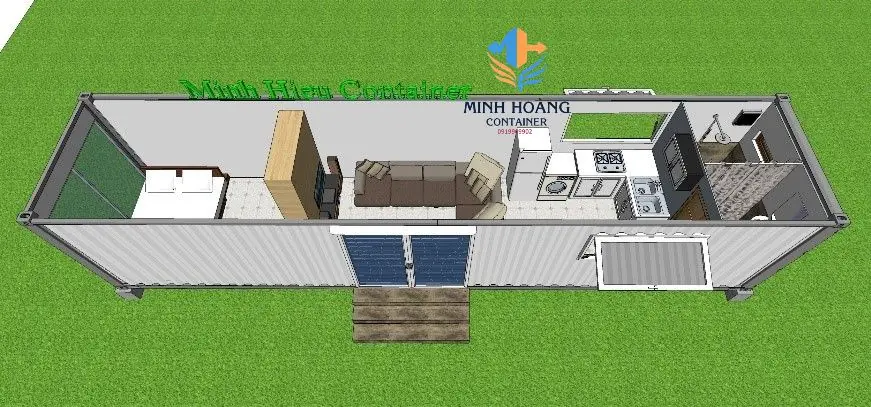 Nhà Container 40 Feet Cao 2m9 Có Toilet N402 - Thiết Kế Tiện Nghi Trọn Gói