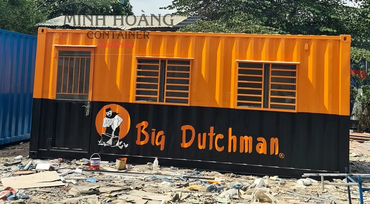 Container cafe 20 Feet Màu Cam Đem Kèm Thương Hiệu Nhận Diện